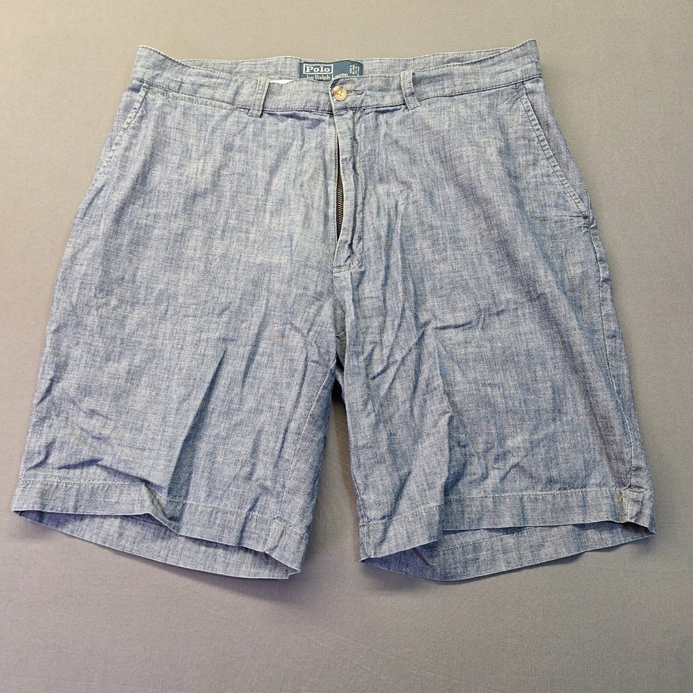Polo Ralph Lauren Mens Prospect Short Blue Chambray Cotton Size 35